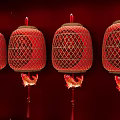 Traditional Red Chinese Lanterns With Intricate Lattice Design And Tassel Decorations