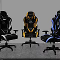 Ergonomic Gaming Chairs In Different Colors For Comfortable Seating Experience 3d model