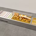 Modern Bakery Display Shelves with Transparent Glass and Neatly Arranged Various Pastries