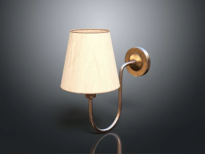 Modern Wall Lamp With White Fabric Shade And Metal Bracket Design 3d model