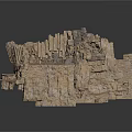 Ancient Ruins Scene Structure With Stone Walls Broken Columns And Platform Base