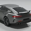 Gray Luxury Sports Sedan With Sleek Profile Large Alloy Wheels And Rear Spoiler
