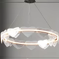 Modern Circular Chandeliers With Transparent Decorative Elements And Illuminated Light Strips For Contemporary Interior Decoration