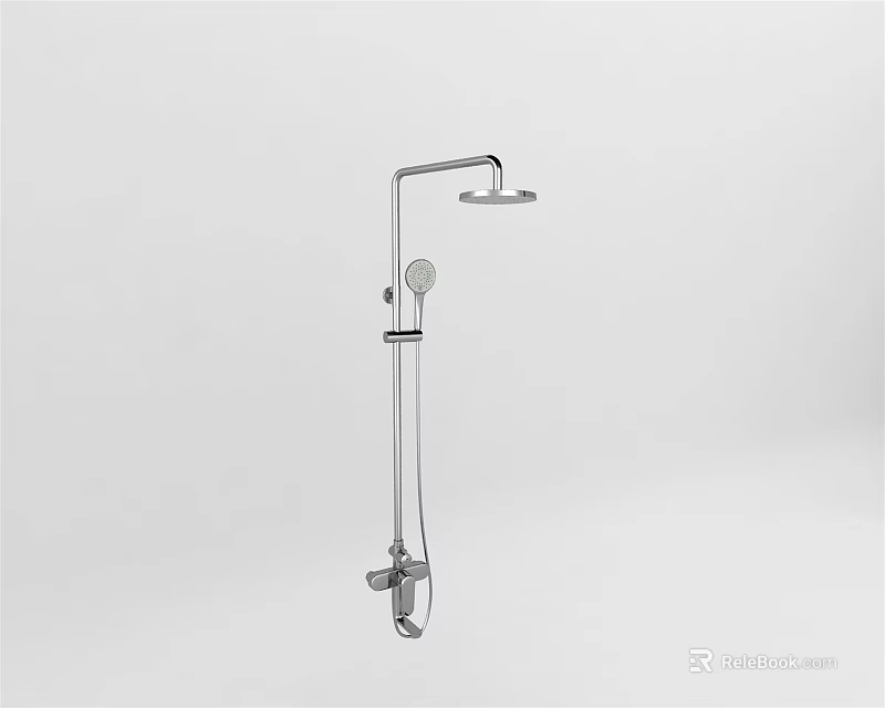 Modern Chrome Shower System with Rainfall Head Handheld Sprayer and Adjustable Bracket 3d model 