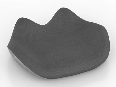 Gray Textured Cushion With Curved Shape For Comfortable Daily Household Use 3d model