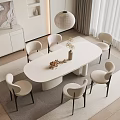 Modern Restaurant Interior With Oval Dining Table Beige Chairs And Pendant Light Decorations
