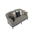 Classic Houndstooth Check Pattern Sofa With Black White Gray Decorative Pillows And Carved Legs 3d model