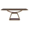 Stylish Modern Dining Table With Geometric Metal Base And Textured Tabletop 3d model
