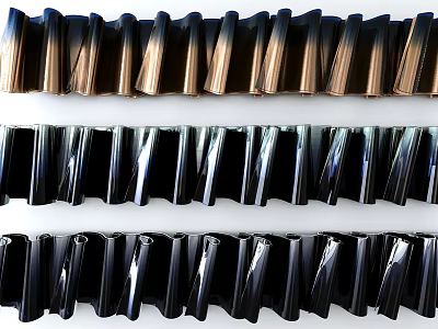 Colorful Striped Wall Decor with Shiny Brown and Black Glass Elements Arranged in Rows 3d model