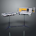 Professional Electronic Consoles With Display Screens And Control Buttons On Stands 3d model