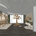 Warm Natural Children's Play Area With Wooden Tree Structure And Play Facilities