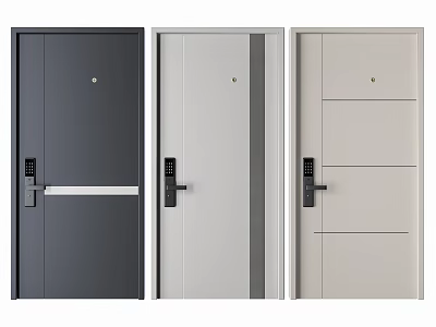 Modern Security Doors with Dark Gray Light Gray and Beige Designs for Home Safety 3d model