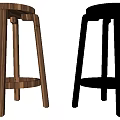 Modern Black And Wooden Bar Stools With Round Seats And Circular Footrests For Contemporary Kitchen
