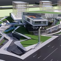 Modern Sales Office Building With Green Roof And Landscaped Urban Surroundings