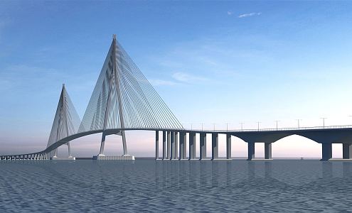 Modern Bridge Sutong Yangtze River Bridge 3d model