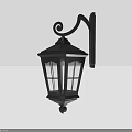 Black Vintage Outdoor Wall Light With Curved Scroll And Lattice Shade