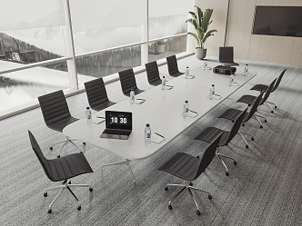 Modern Conference Table and Chair Conference Table and Chair Combination 3d model