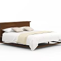 Modern Wooden Double Bed With Panel Headboard White Sheets And Light Pillows