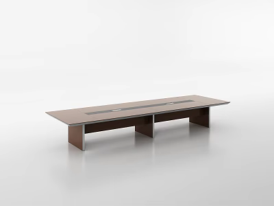 Modern Rectangular Conference Table With Wooden Top And Sturdy Metal Legs For Office Meeting Room 3d model