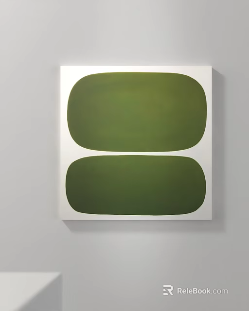Modern Square Wall Art With White Frame And Two Green Ovals 3d model 
