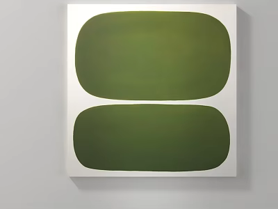 Modern Square Wall Art With White Frame And Two Green Ovals 3d model
