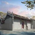 Ancient Ancestral Hall Ancestral Hall with Lights Without Later Period 3d model