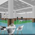 Spacious Indoor Sports Fitness Area With Table Tennis Tables Green Blue Flooring And Wooden Accents