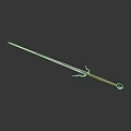 Traditional Long Handle Weapon with Metal Spearhead Forked Design and Wooden Grip