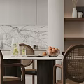 Modern Living And Dining Room Interior Design With Dining Table Chairs And Decorative Shelves