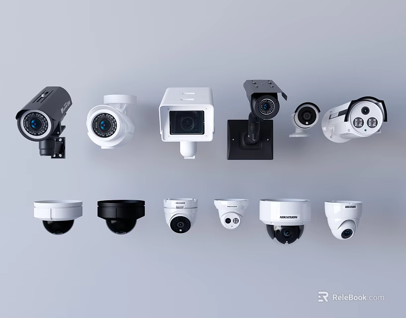 Various Types of Surveillance Cameras for Security Monitoring Indoor and Outdoor Use 3d model 