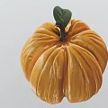 Vine Bearing Ripe Orange Pumpkin With Green Leaf And Smooth Surface