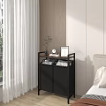 Modern Bathroom Vanity With Mirror Black Storage Shelf Towels Toiletries And Wicker Basket