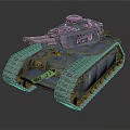 3D Rendered Light Blue Armored Tank With Main Cannon Tracks And Turret Details