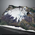 3D Natural Landscape Model With Snow Capped Mountain Range Glaciers And Valleys