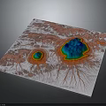 Colorful Terrain Features Shown On Topographic Map With Elevation Color Gradients And Mountain Structures 3d model