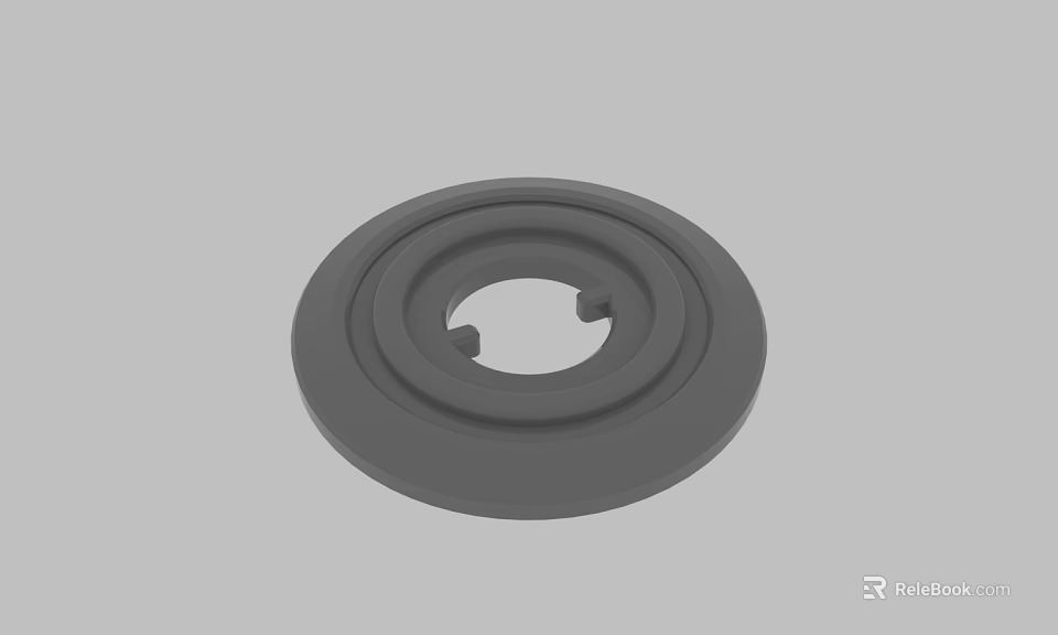 Gray Round Mechanical Washer With Central Notches And Smooth Surface 3d model 