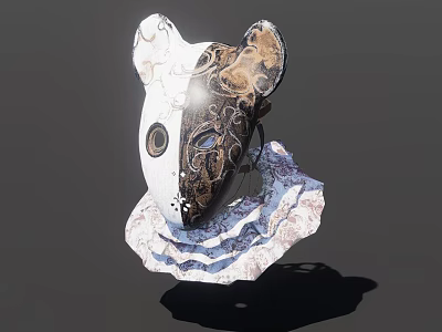 White And Brown Artistic Hat With Intricate Patterns And Layered Ruffled Base 3d model