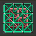Geometric Decorative Ornament Set with Green Red Frame and 3D White Connector Nodes