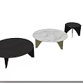 Elegant Round Coffee Table With Marble Top And Gold Black Curved Metal Base