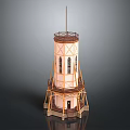Tower Architecture Featuring Wooden Frame Multiple Levels Light Colored Walls Windows Entrance and Top Platform