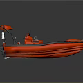 Red Inflatable Boat With Canopy Seats And Modern Recreational Design Structure