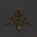 Vintage Metal Chandelier With Multiple Candle Holders And Eagle On Top