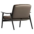 Modern Minimalist Leisure Chair With Light Gray Brown Padded Seat Black Frame Armrest