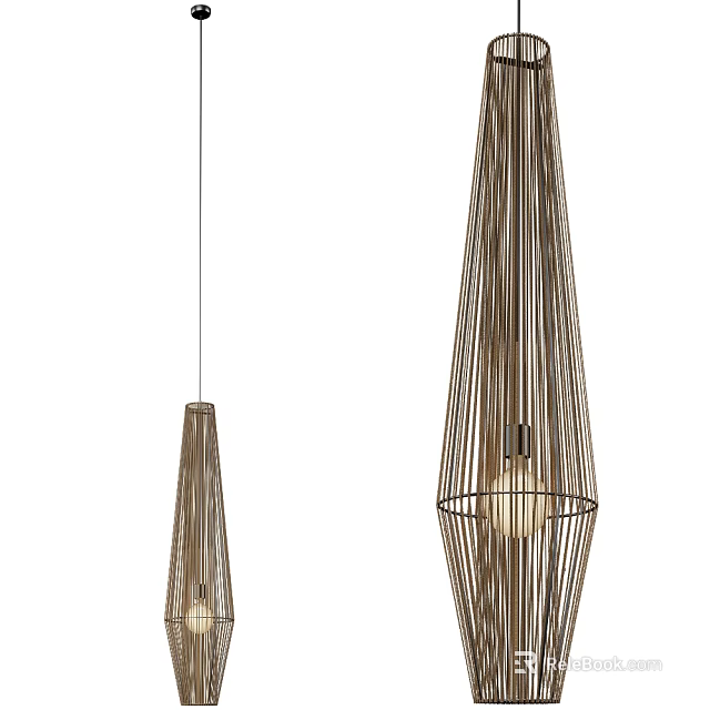 Modern Woven Pendant Lights with Conical Design for Interior Decor Spaces 3d model