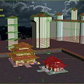 Ancient Chinese Architecture Featuring Red Roofs Pagoda Towers And Courtyard Design