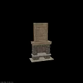 Rustic Fireplace Design With Wooden Upper And Stone Base Brick Interior 3d model