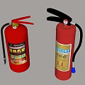 Red Fire Extinguishers With Safety Labels And Usage Instructions For Fire Safety 3d model