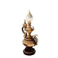 Vintage Golden Table Lamp With Carved Patterns Curved Handles And White Lampshade