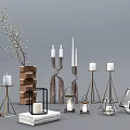 Elegant Candle Holders With Geometric Designs Metal Stands And White Candles