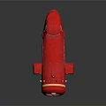 Red Rocket Design For Space Exploration With Yellow Stripes And Thruster